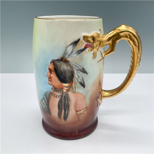 J.P.L. Limoges Tankard Mug, Native American Portrait