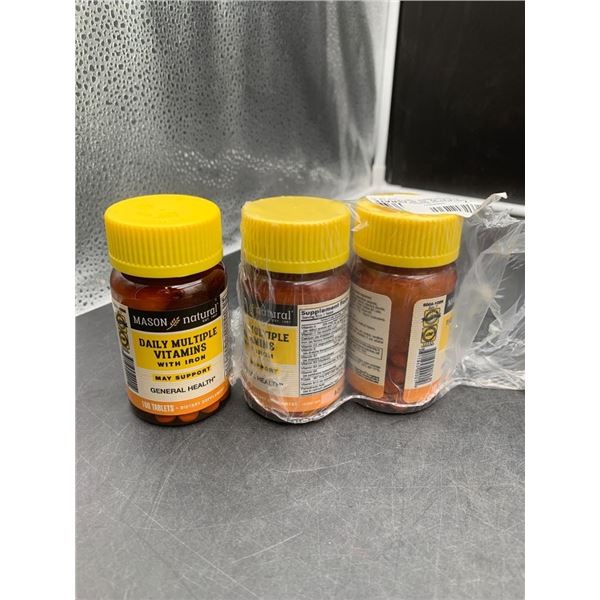 Mason Natural Daily Multiple Vitamins With Iron, 100 Tablets Each, Set of 3