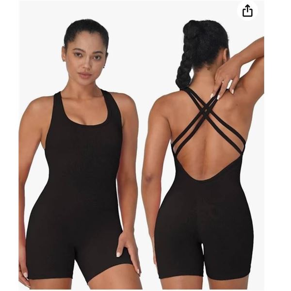 Sunzel Women’s Backless Romper, Scrunch Butt Shorts Seamless Jumpsuits Bodycon, Workout Uni