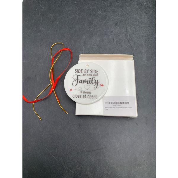 Porcelain Ornament With Family Message and Ribbon