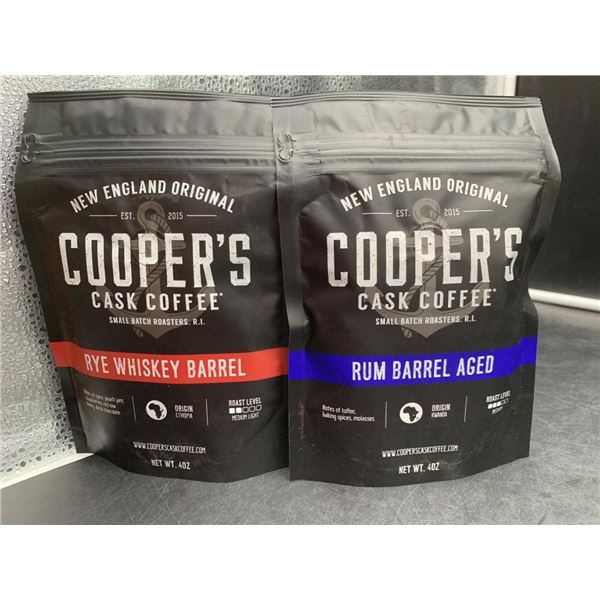 Cooper’s Cask Coffee Rye Whiskey Barrel and Rum Barrel Aged 4 oz Each Lot of 2