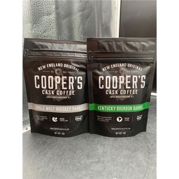 Cooper’s Cask Coffee Whiskey Barrel and Bourbon Barrel Blends Lot of 2x4oz
