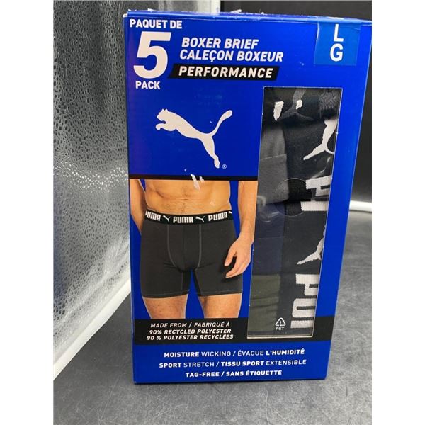 PUMA DryCell Men’s Boxer Briefs 5-Pack, Size LG