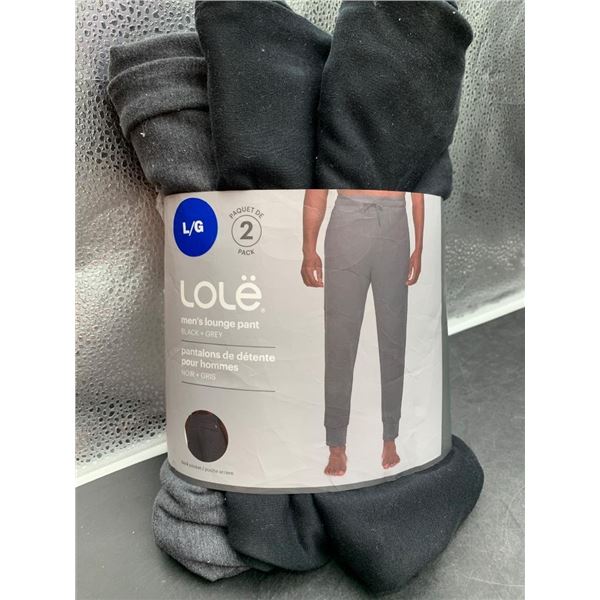 Lole Men’s Lounge Pants, Size L/G, 2-Pack, Gray and Black