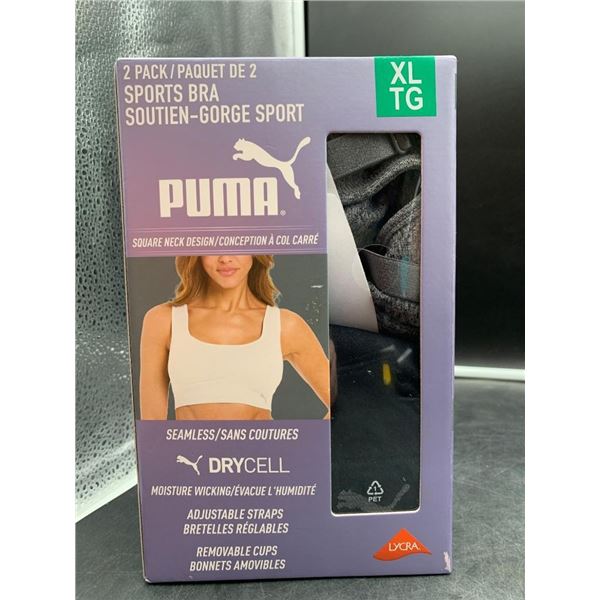 Puma 2-Pack Sports Bras, XL, DryCell with Convertible Back Design