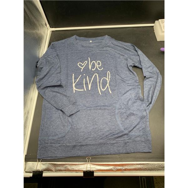 Women’s ‘Be Kind’ Long-Sleeve Sweatshirt, Small, Navy