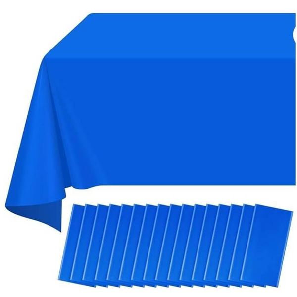 Norzee 16-Pack Blue Disposable Plastic Table Covers, Rectangle, 54in x 108in
