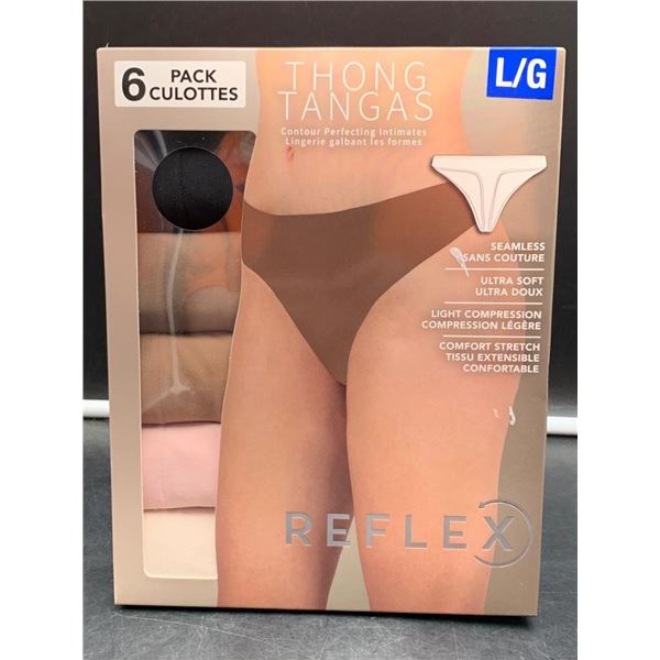 Reflex Thong Tangas 6-Pack L/G Size, Multi-Color Comfort Stretch