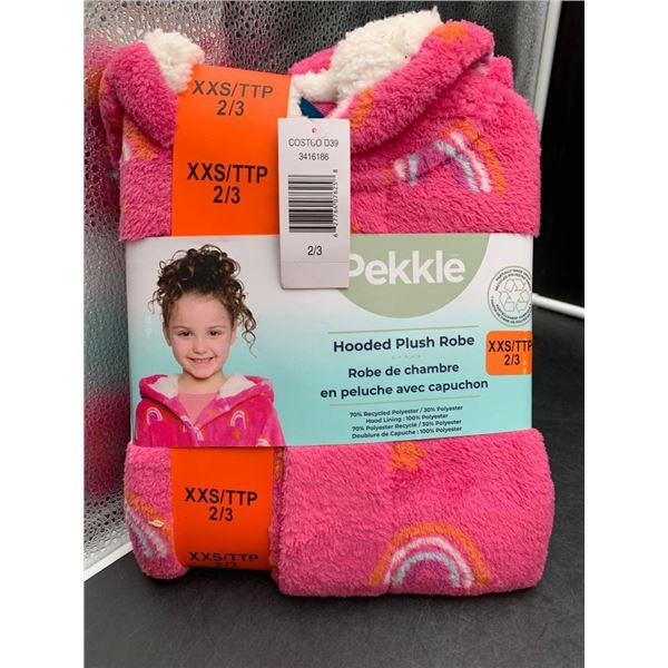 Pekkle Hooded Plush Robe XXS/TTP 2/3 with Rainbow Design
