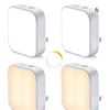 Image 1 : Plug-in LED Night Light, 4 Pack Adjustment Lighting White Night Lights