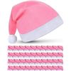 Image 1 : Pink and White Santa Hat Set with Pom Pom, Bulk Quantity