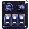 Image 1 : Gerguirry 3 Gang Marine Boat Rocker Switch Panel with Voltage Display