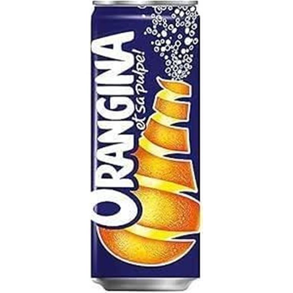 Orangina 24 x 330mL Cans, Carbonated Citrus Drink