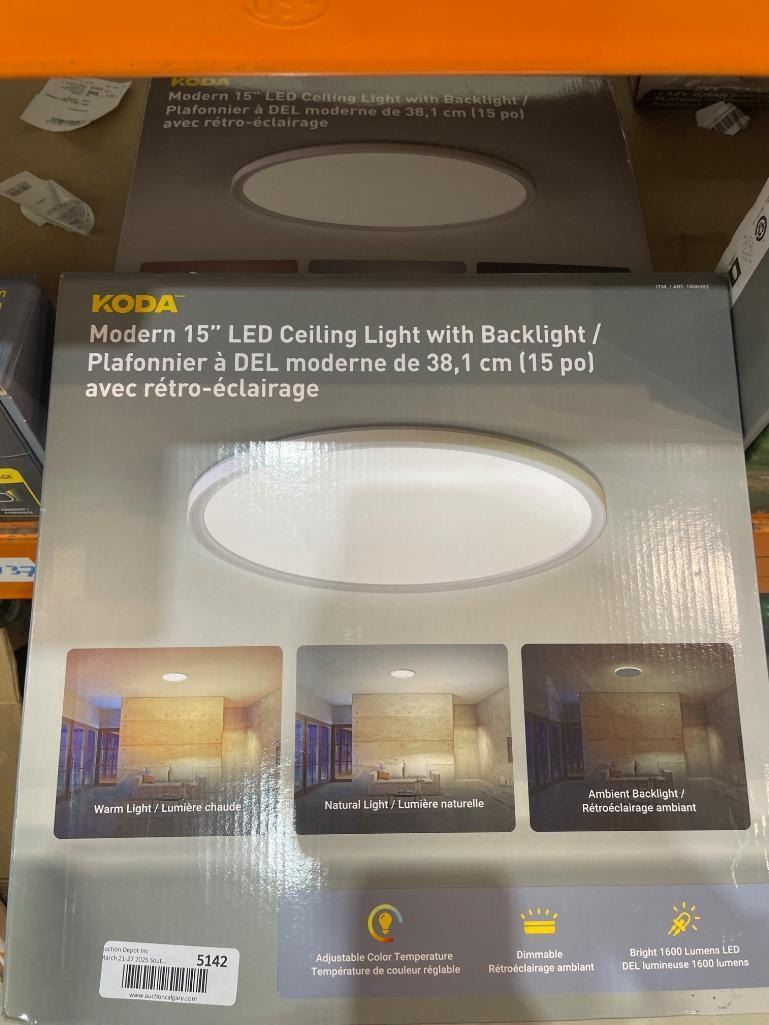Koda Modern 15-Inch LED Ceiling Light with Backlight