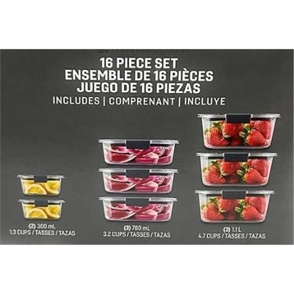 Rubbermaid Brilliance 16-Piece Food Storage Container Set