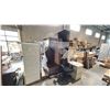 Image 1 : DARK BROWN WOODEN OFFICE DESK AND 2 WHITE CABINETS PLUS ASSORTED OFFICE FURNITURE
