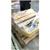 Image 1 : 4 PALLET OF MIXED ITEMS INCL RETRACTABLE SIGNS W/ CASE, REACHING GARMENT POLE, METAL PLATES AND