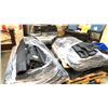 Image 2 : 4 PALLET OF MIXED ITEMS INCL RETRACTABLE SIGNS W/ CASE, REACHING GARMENT POLE, METAL PLATES AND