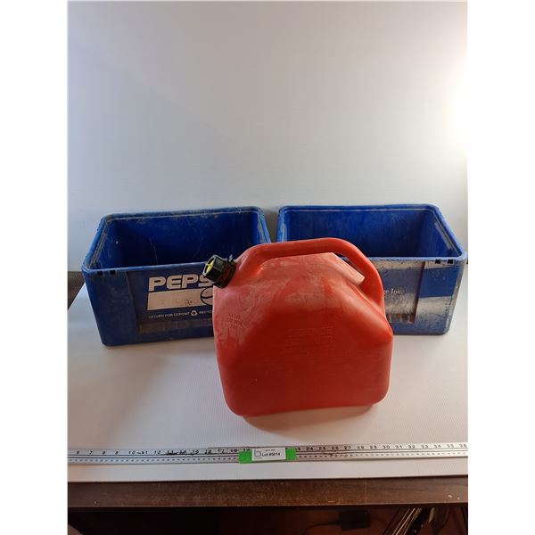 (2) Plastic Pepsi Crates and 20L Jerry Can