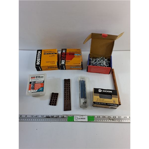 Nails, Shims, Copper Tube, Screws and 5/16" Crown Staples