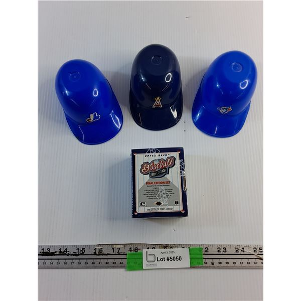 (3) Collector's Sport Hat Ornaments and Upper Deck 1991 Edition Baseball Cards and Team Holograms
