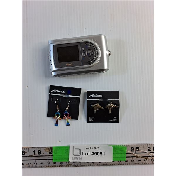 Novelty Earrings and Benq Digital Camera