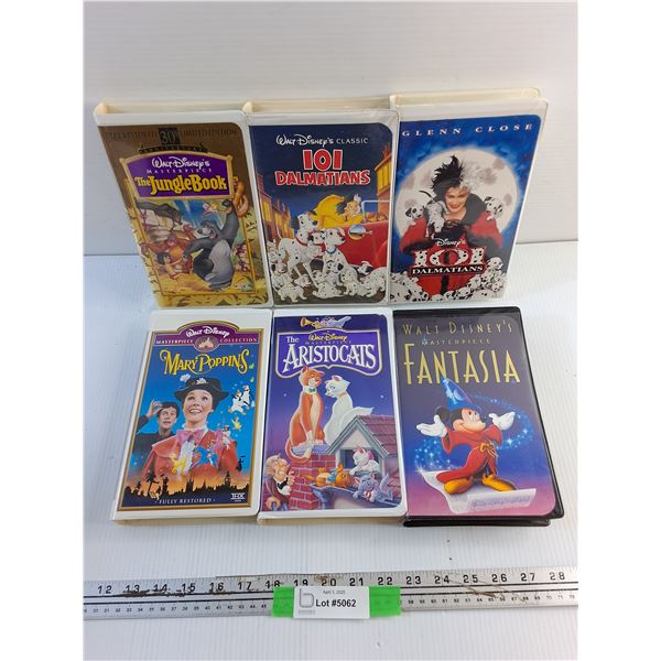 (6) Various Walt Disney VHS Movies - Mary Poppins, 101 Dalmatians and The Jungle Book