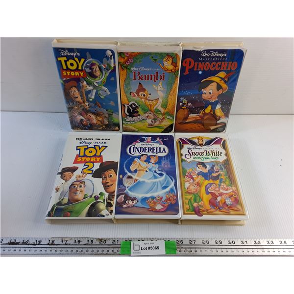 (6) Various Walt Disney VHS Movies - Toy Story, Pinocchio and Cinderella