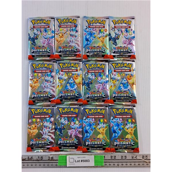 (12) Packs of Pokemon Scarlet & Violet Prismatic Evolutions Trading Cards - Cannot Authenticate