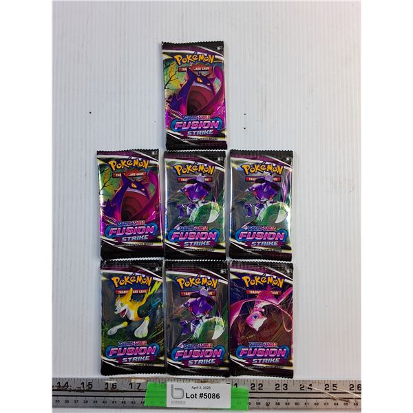 (7) Packs of Pokemon Sword & Shield Fusion Strike Trading Cards - Cannot Authenticate