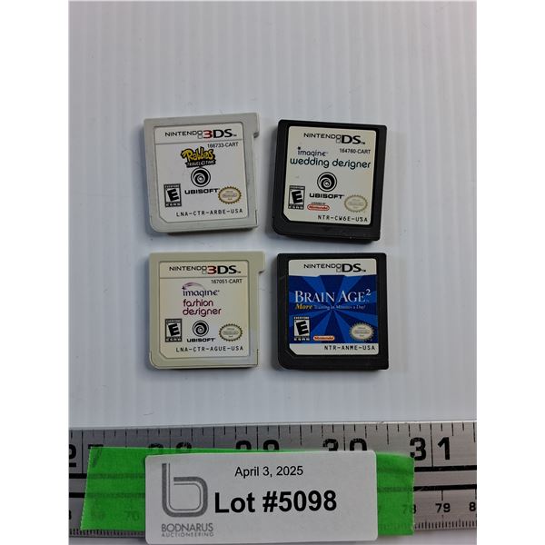 Nintendo 3DS & DS Game Cartridges - Brain Age, Rabbids and Wedding Designer