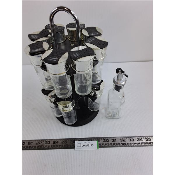 Double Deck Turntable Spice Rack & Oil/Vinegar Dispenser