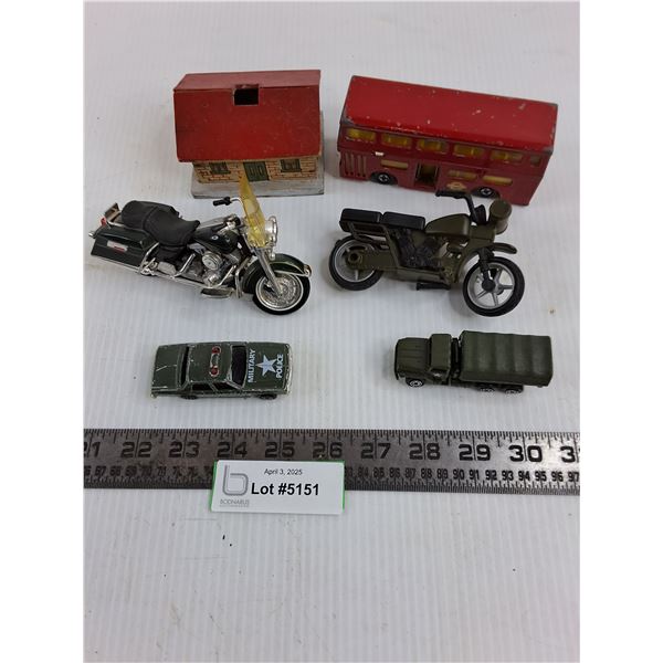 (6) Child's Miniature Toys (Building, Vehicles)