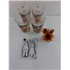 Image 2 : Set of 4 Plastic Coca-Cola "Santa Claus Themed" Drink Glasses, Flower Decor, Man & Woman Hooks (NIB)