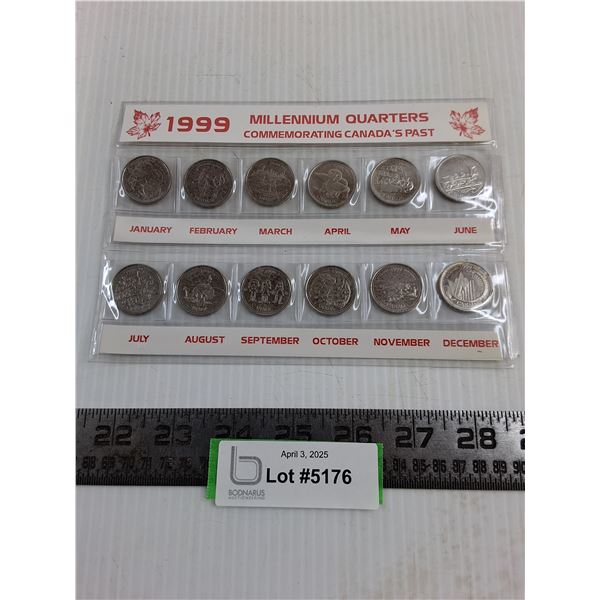 Sleeve of 12 - 1999 Canadian Millennium Quarters