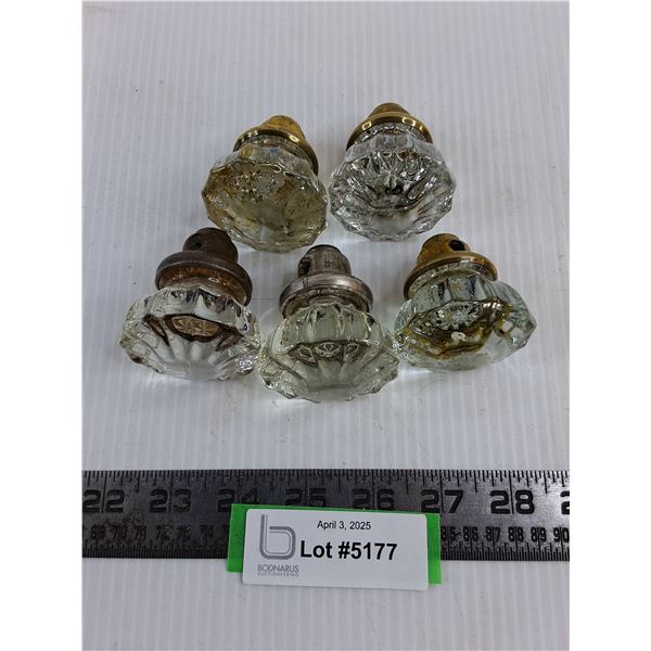 (5) Vintage Glass Door Handles