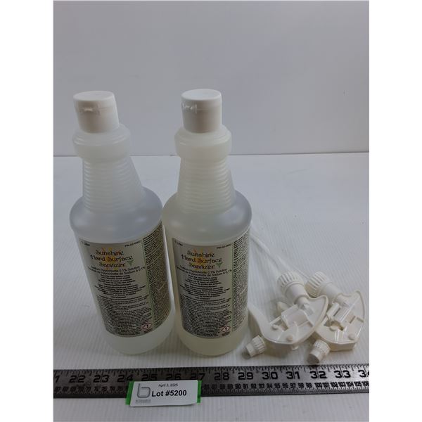 (2) 1L Bottles of Sunshine Hard Surface Sanitizer with Spray Nozzles - Unused