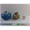 Image 1 : (2) Ceramic Flower Vases and Liquor Glass