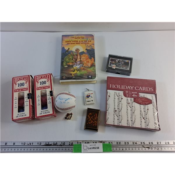 Poker Chips, The Land Before Time VHS Movie, Baseball Ball, Holiday Cards, Canada Post Playing Cards