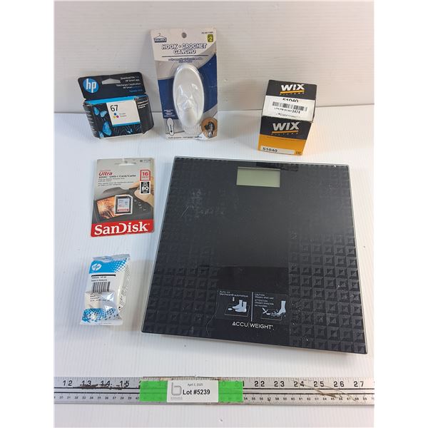 SanDisk SDHC 16 GB Memory Card, Printer Cartridges,  Body Scale, Hook and Misc