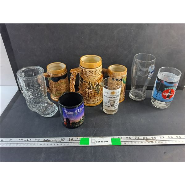 Various Beer Steins, Mug and Glasses