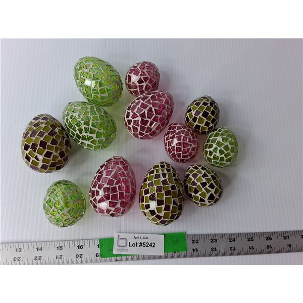 (12) Glass Mosaic Easter Eggs
