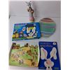 Image 3 : (2) 9.5" Tall Ceramic Rabbits, (2) Plates, (2) Egg Decorating Kits