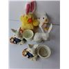 Image 3 : Easter Lot- (5) Egg Candles, (3) Ceramic Decorations, Misc.