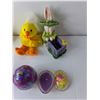 Image 2 : Easter Lot- (4) Stuffies, (3) Ceramic Figurines, (2) Candles