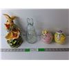 Image 1 : Easter Lot- Glass & Ceramic Storage Containers, Rabbit Figurine 9.5" Tall