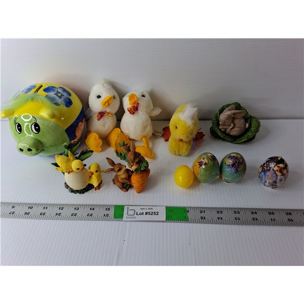 Easter Lot- Piggy Bank, Stuffies, Candles, Misc.