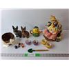 Image 1 : Easter Lot- (2) Piggybanks, Decorative Ceramic Figurines Up to 10.5" Tall