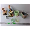 Image 1 : Easter Lot- (3) Storage Containers, (2) Ceramic Figurines Up to 10.5" Tall, Misc.