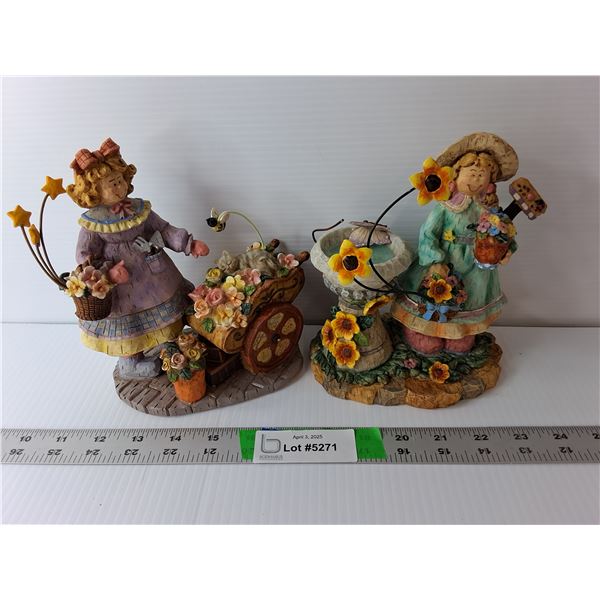(2) Ceramic Garden Themed  Figurines